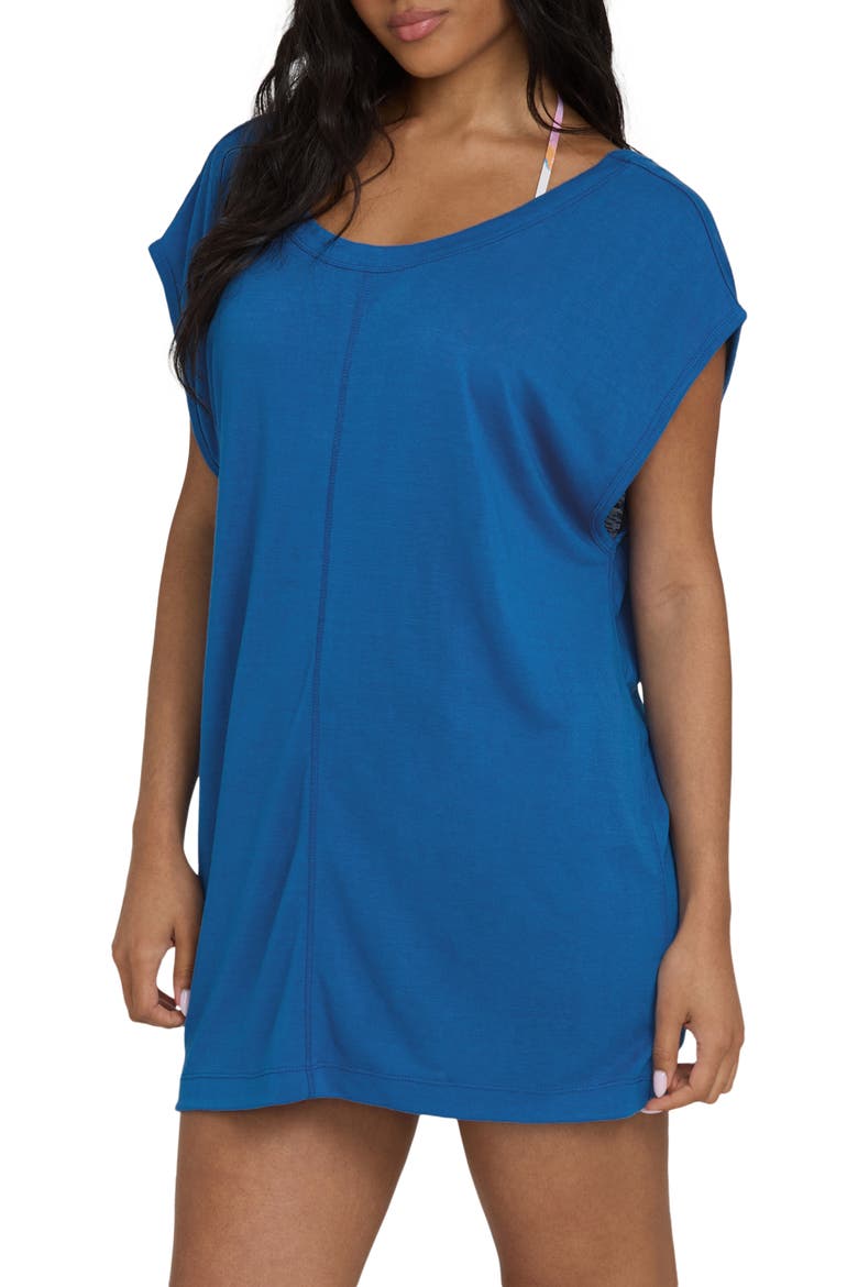 Hallow Wave Cover-Up Minidress, Alternate, color, TRUE BLUE