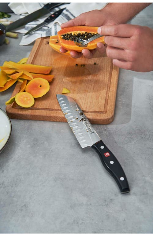 Zwilling Twin Signature 7-inch Hollow Edge Santoku Knife In Black