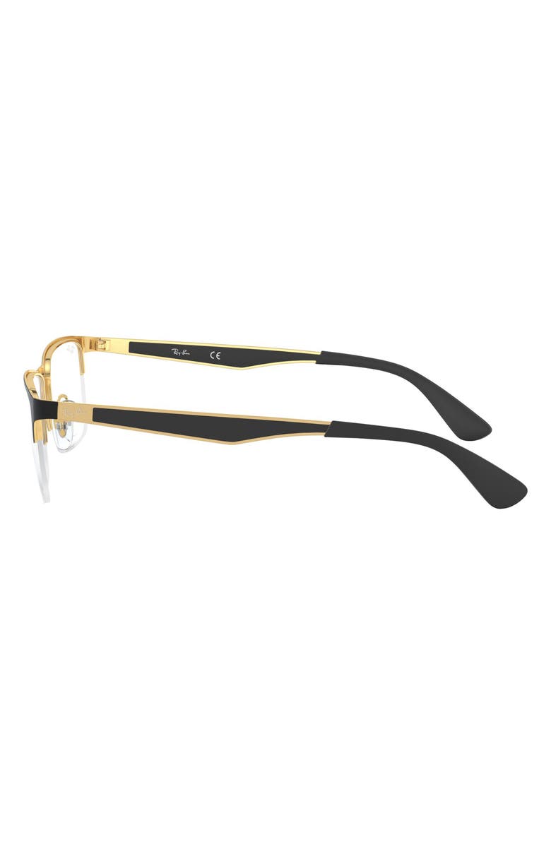 Ray-Ban 56mm Rectangle Semi Rimless Optical Glasses, Alternate, color, Gold Black