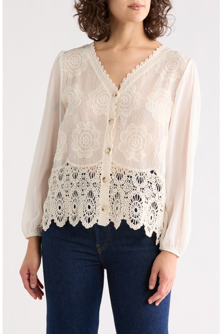 Floral Embroidered Cardigan, Main, color, NATURAL