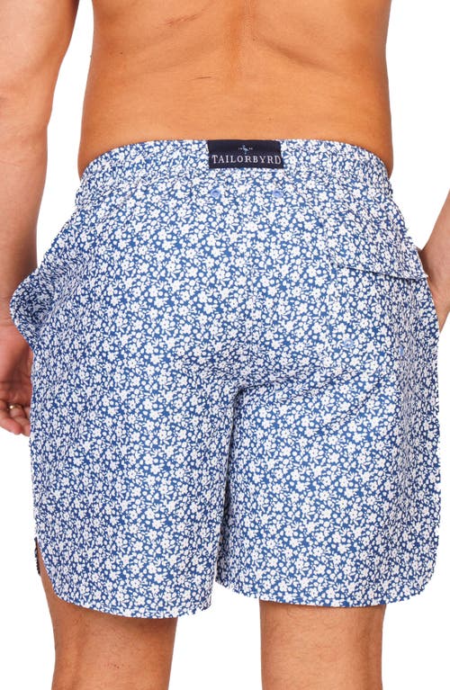 Tailorbyrd Ditsy Floral Swim Trunks In Blue