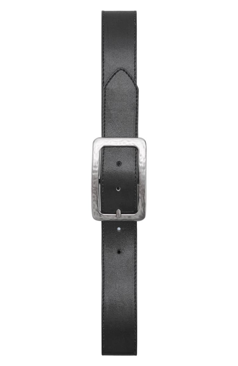 MANGO Square Buckle Textured Belt, Main, color, Black