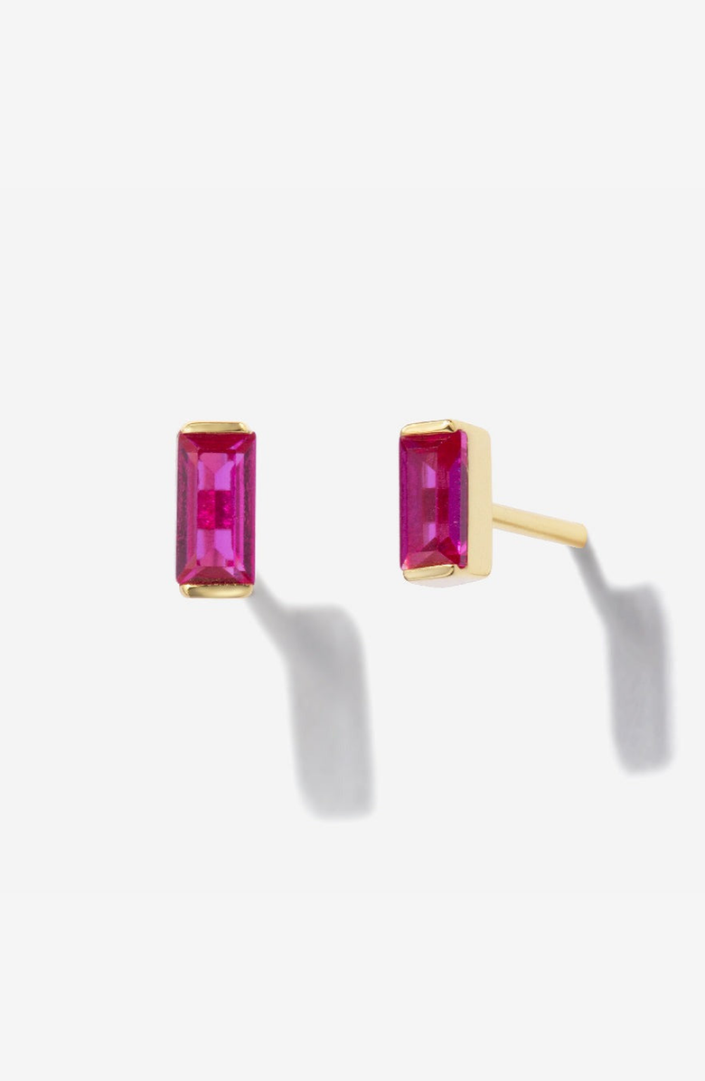 Little Sky Stone Baguette Stud Earrings, Main, color, Bright Pink / Red