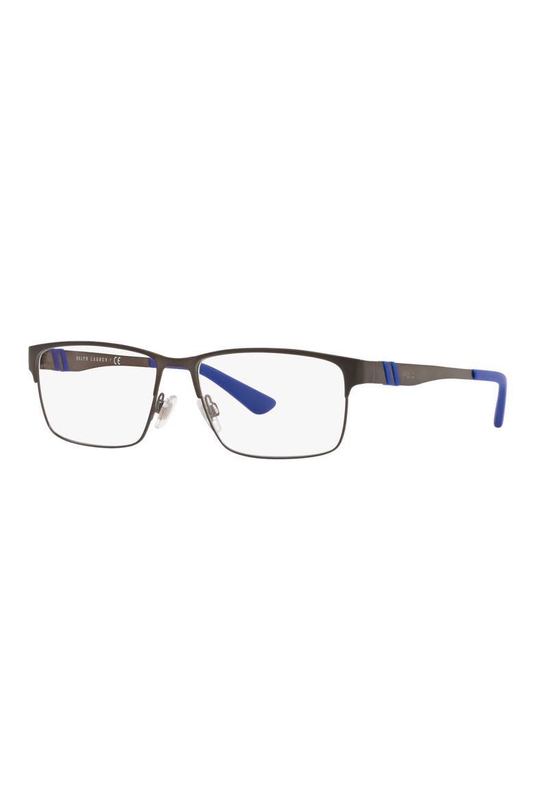 56mm Rectangular Optical Glasses, Alternate, color, GUNMETAL