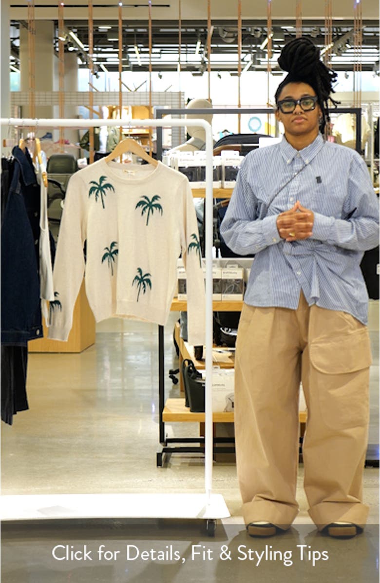 Icon Palm Tree Cotton Crewneck Sweater, sales video thumbnail