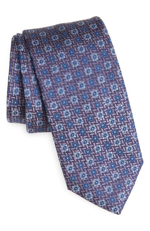 Montagna Neat Floral Medallion Silk Jacquard Tie