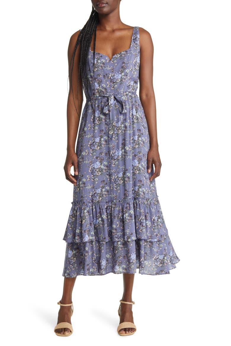 Michelada Floral Print Midi Dress, Main, color, NAVY MLTI