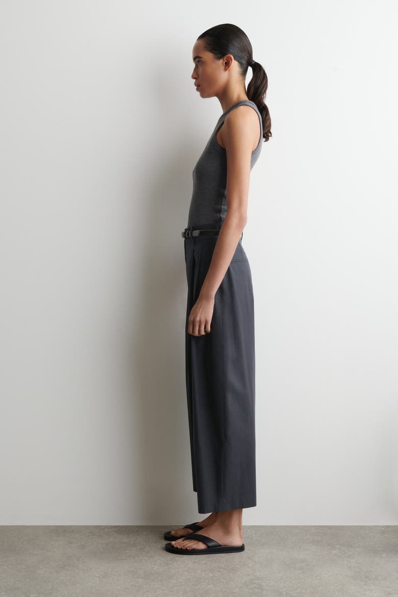 Tailored Cotton Balloon-leg Pants, Alternate, color, NAVY