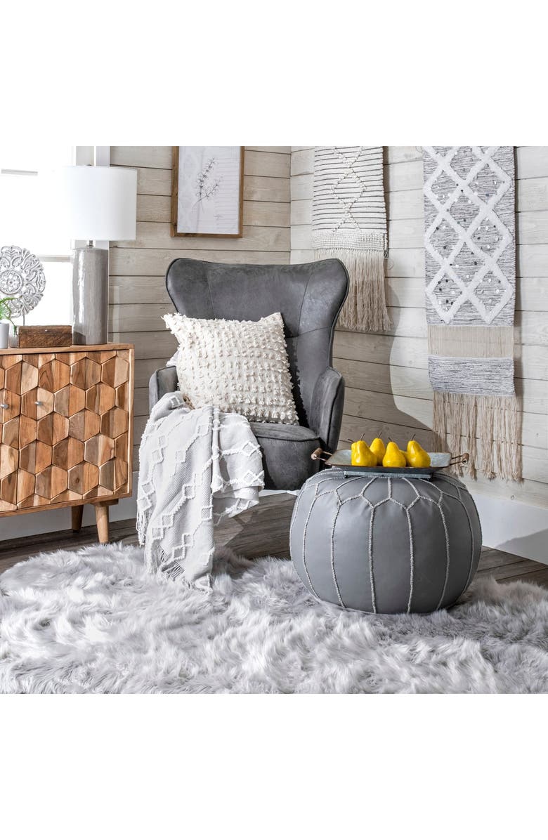 NULOOM Jerrie Moroccan Ottoman - Dark Gray, Alternate, color, 