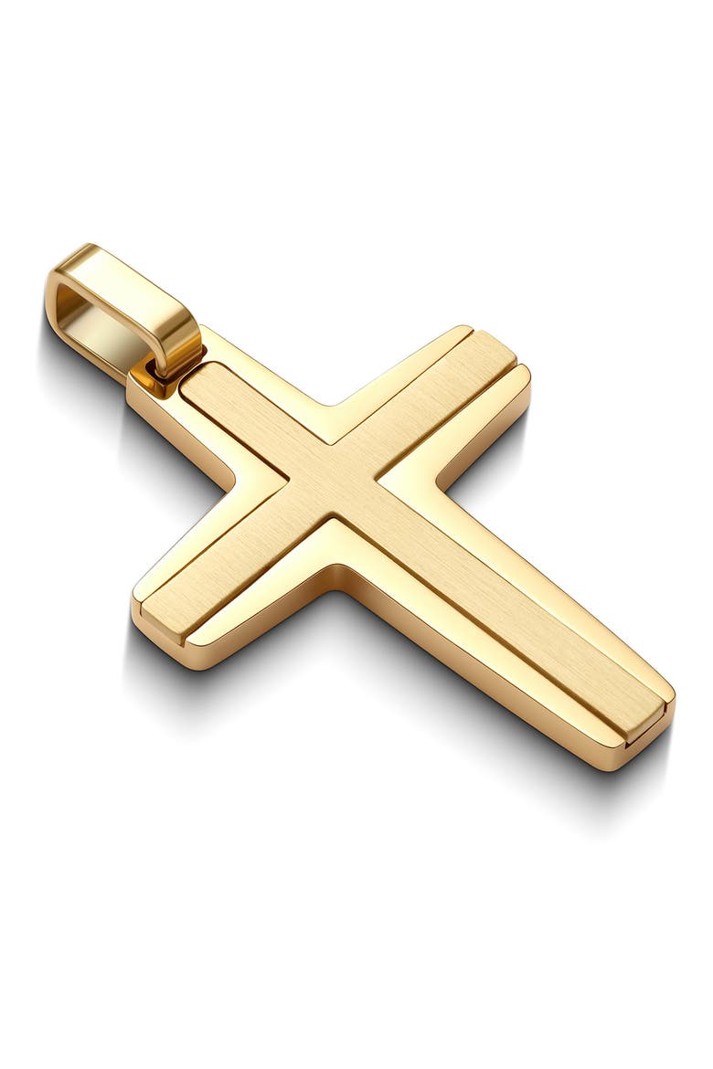 Men's Inlay Cross Necklace, Alternate, color, GOLD