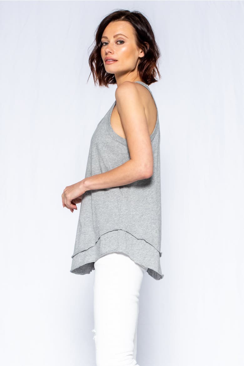 Shrunken Mock Hem Shirttail Tank, Alternate, color, White