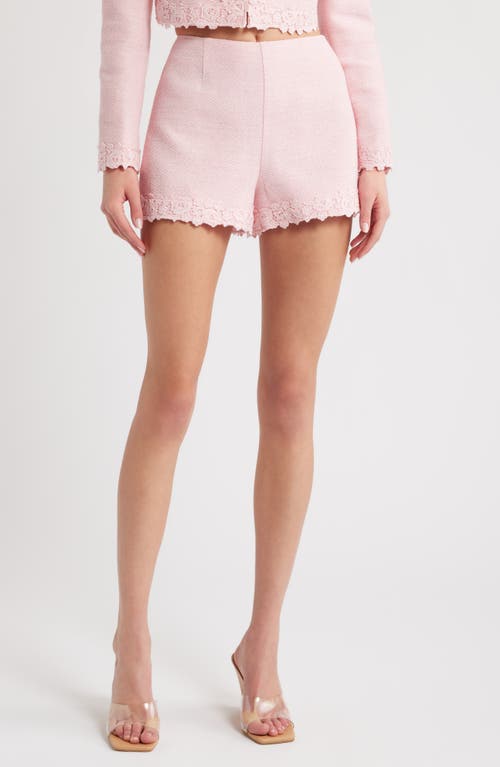 Loveshackfancy Coralyn Lace Trim Tweed Shorts In Strawberry Spritz