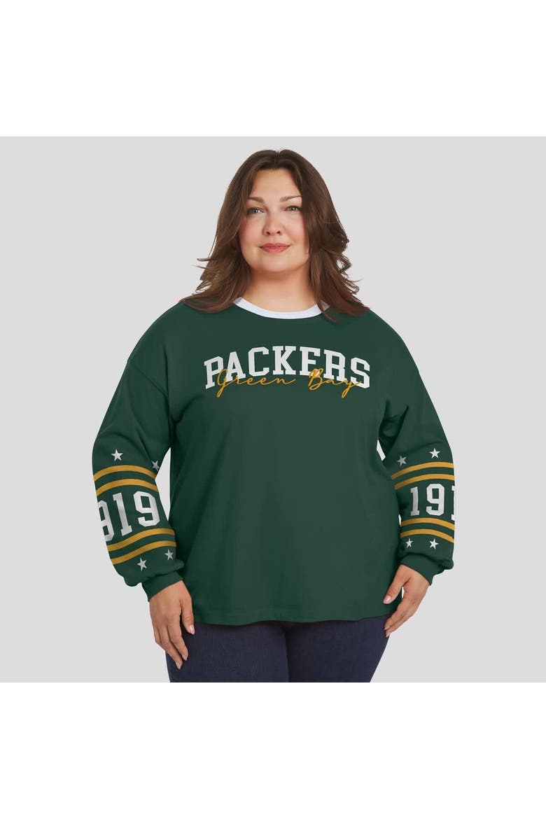 Women's WEAR by Erin Andrews Green Green Bay Packers Plus Size Sport Long-Sleeve T-Shirt, Alternate, color, Green