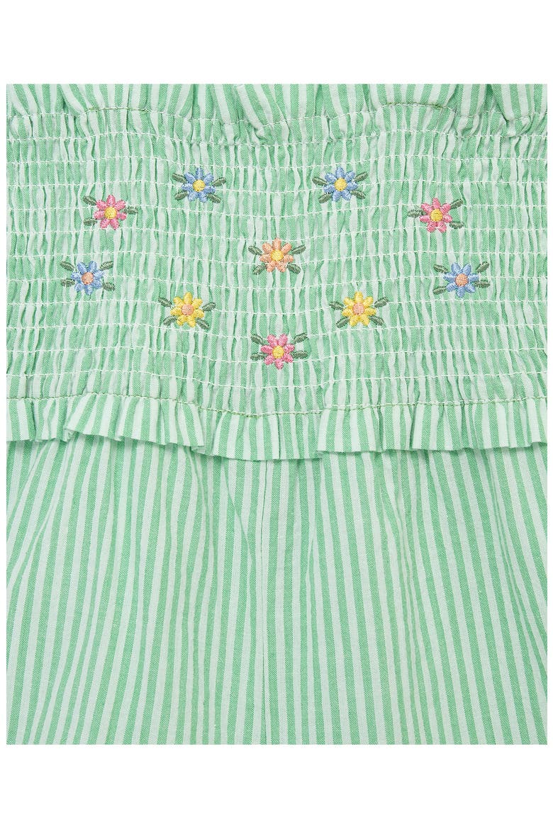 Kids' Embroidered Stripe Cotton Romper & Headband Set, Alternate, color, GREEN