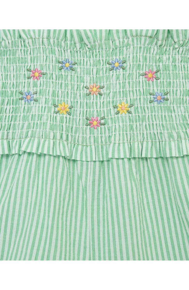 Little Me Kids' Embroidered Stripe Cotton Romper & Headband Set, Alternate, color, Green
