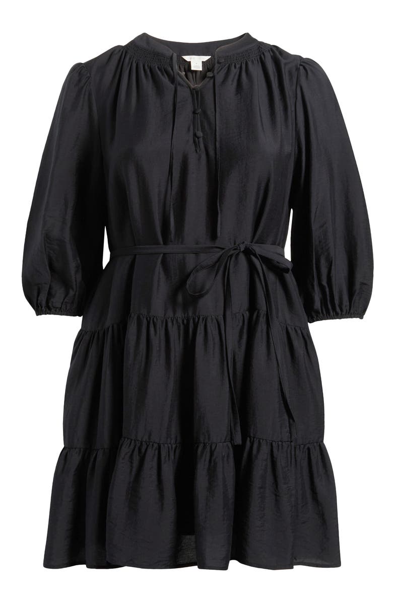 Caslon<sup>®</sup> Tie Neck Tiered Dress, Alternate, color, Black