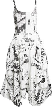 Erdem Print Crushed Cotton Blend Dress