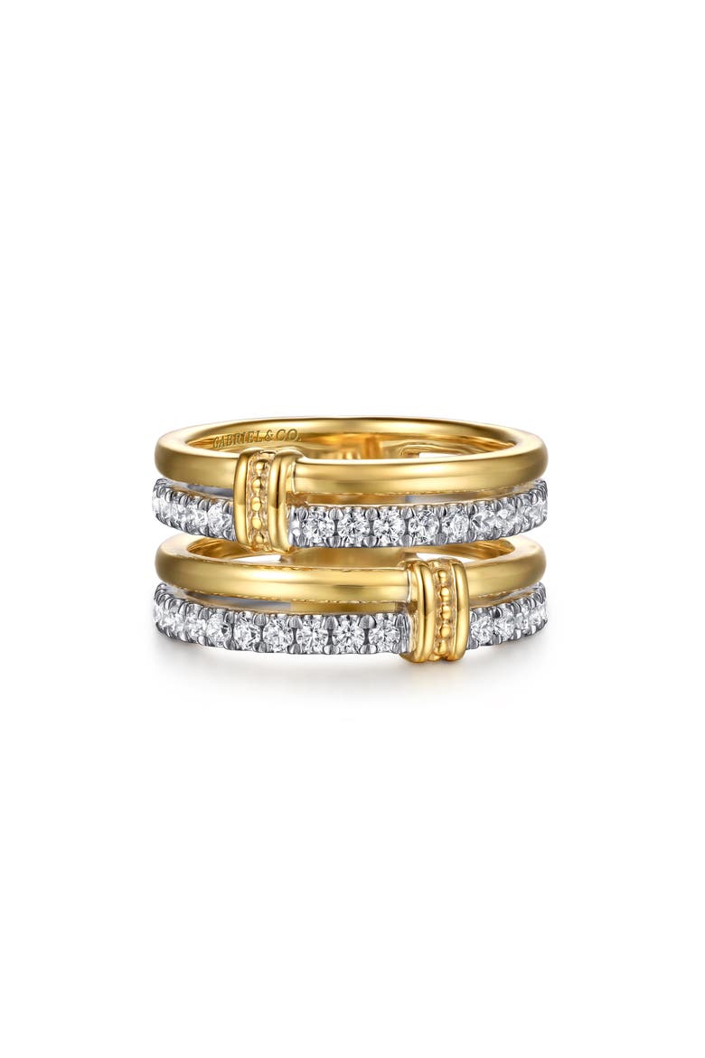 14k Gold Diamond Stack Ring, Main, color, 14K YELLOW/ WHITE GOLD