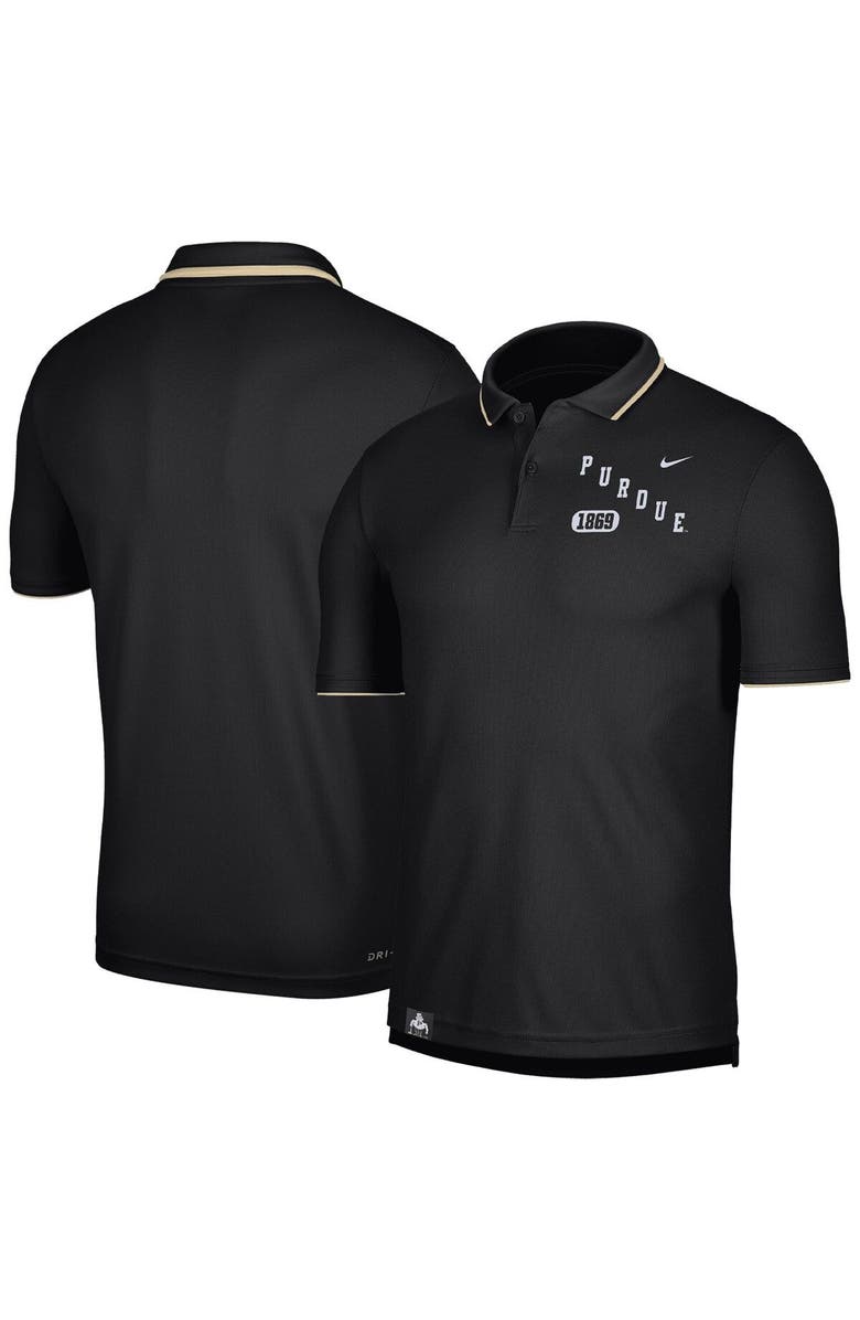 Nike Men's Nike Black Purdue Boilermakers Wordmark Performance Polo, Alternate, color,