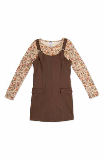 Kids' Faux Suede Dress & Printed Mesh Top Set