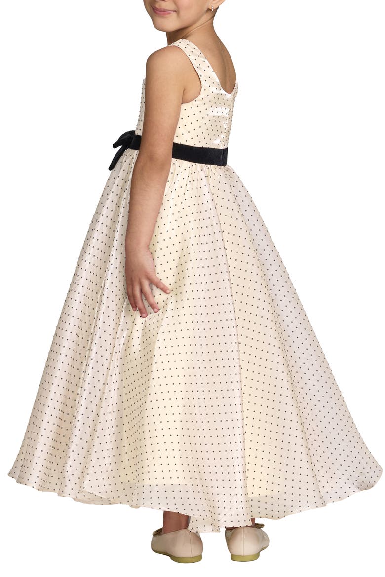 Girls Polka Dot Chiffon Maxi Dress with Bow Sash, Alternate, color, Ivory