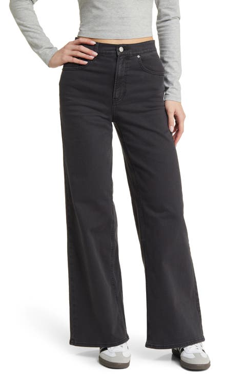 High Waist Wide Leg Jeans (Soot Washed Black)