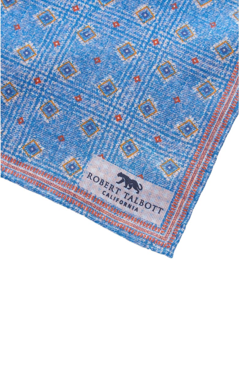 Robert Talbott Collins Reversible Silk/Cotton Pocket Square, Alternate, color, Blue/Orange Neat