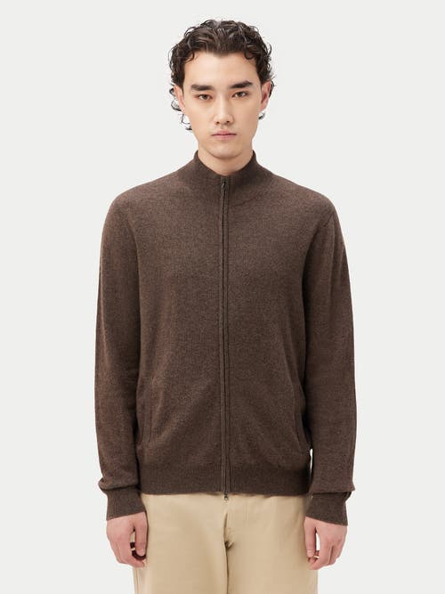 Gobi Mongolian Cashmere Full Zip Cashmere Cardigan In Cocoa