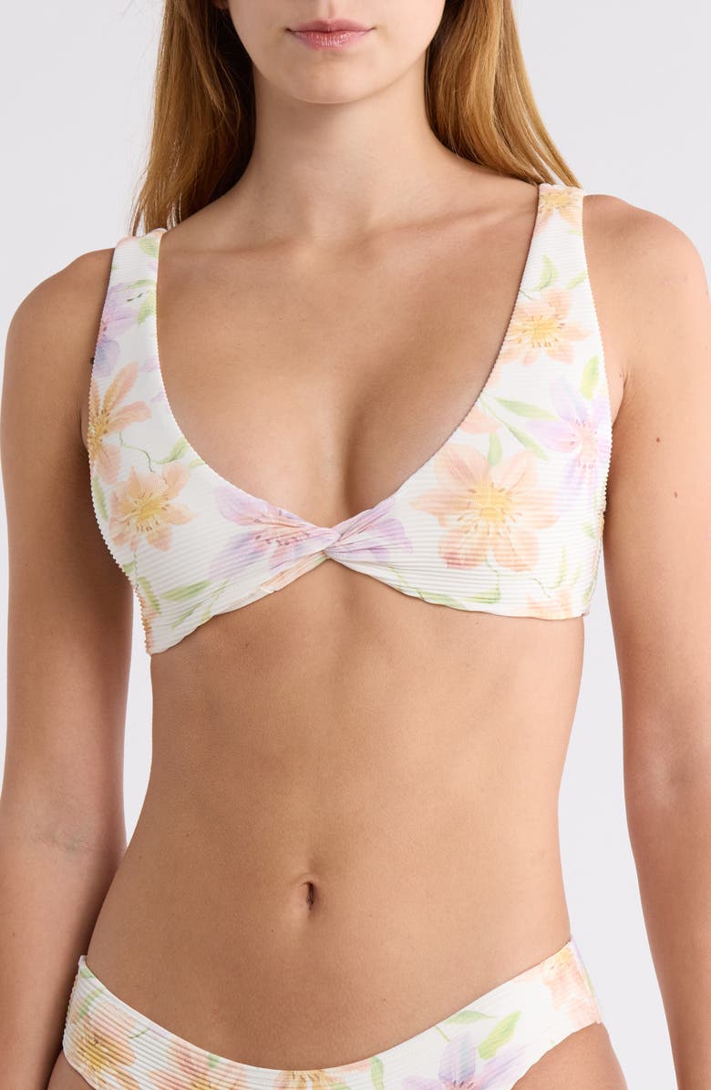 Billabong Day Driftin' Twist Bikini Top, Main, color, White Multi