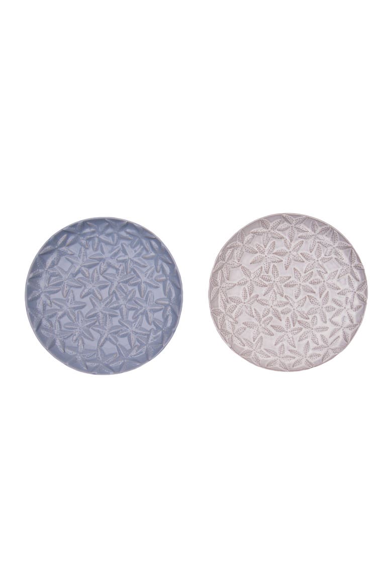 Sea Star Embossed Coastal Serving Plates Set of 2, Main, color, Blue
