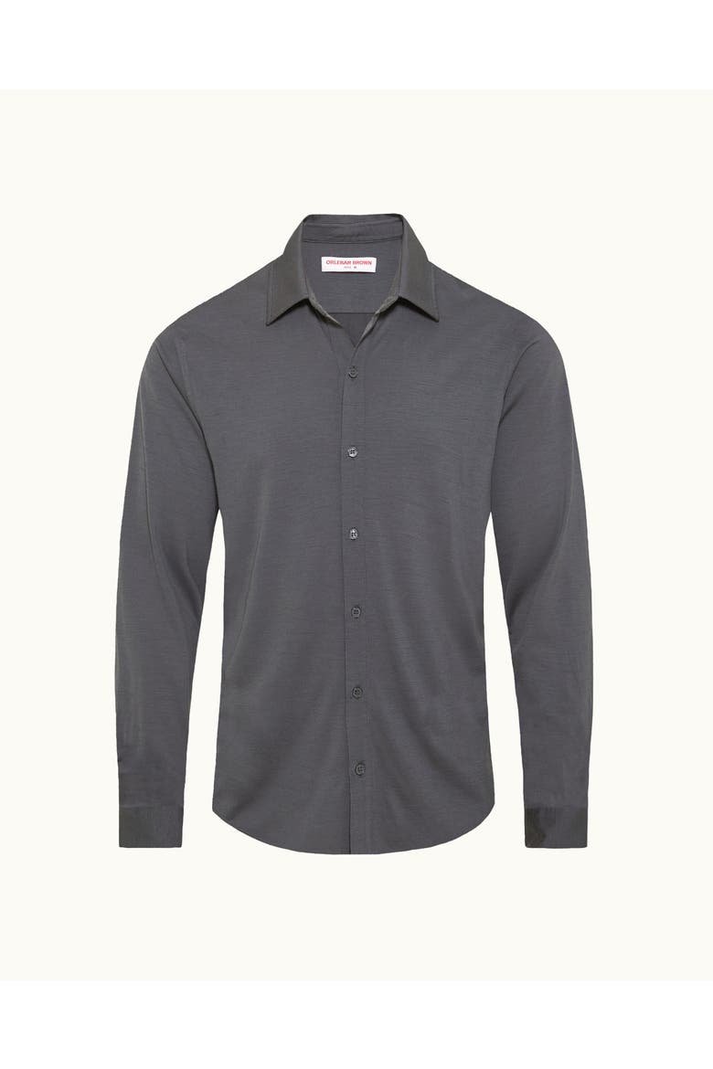 Giles Merino Tailored-Fit Shirt, Alternate, color, Granite
