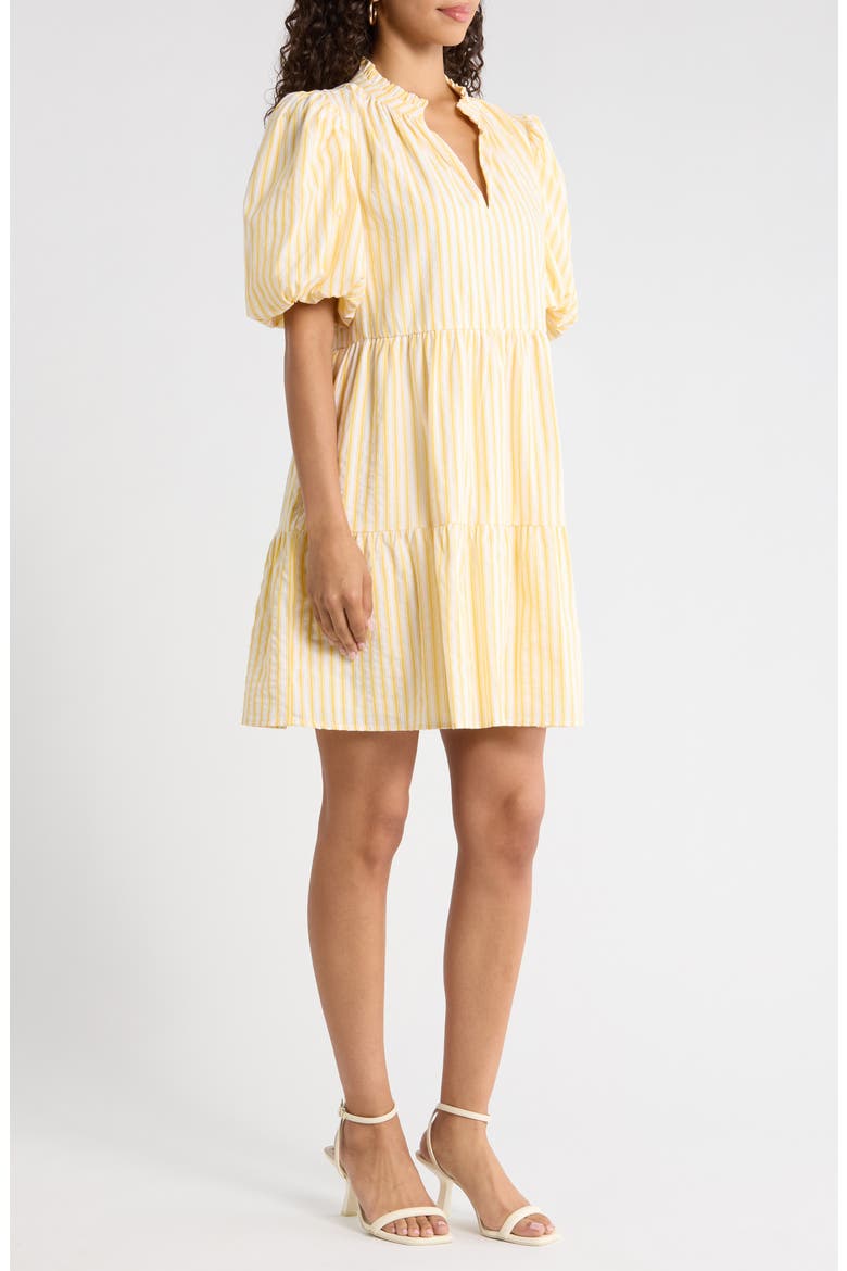 Audry Stripe Jacey Babydoll Minidress, Alternate, color, YELLOW-WHITE