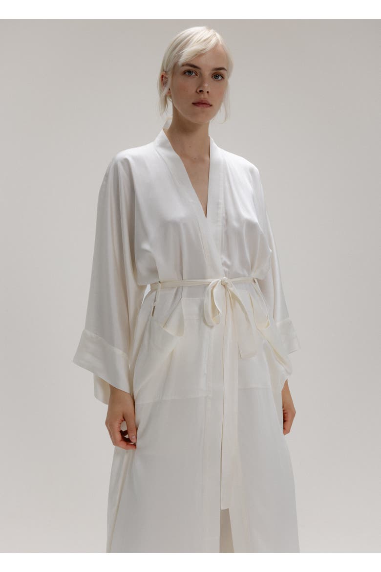 Silk Long Sleeve Robe, Main, color, Milk White