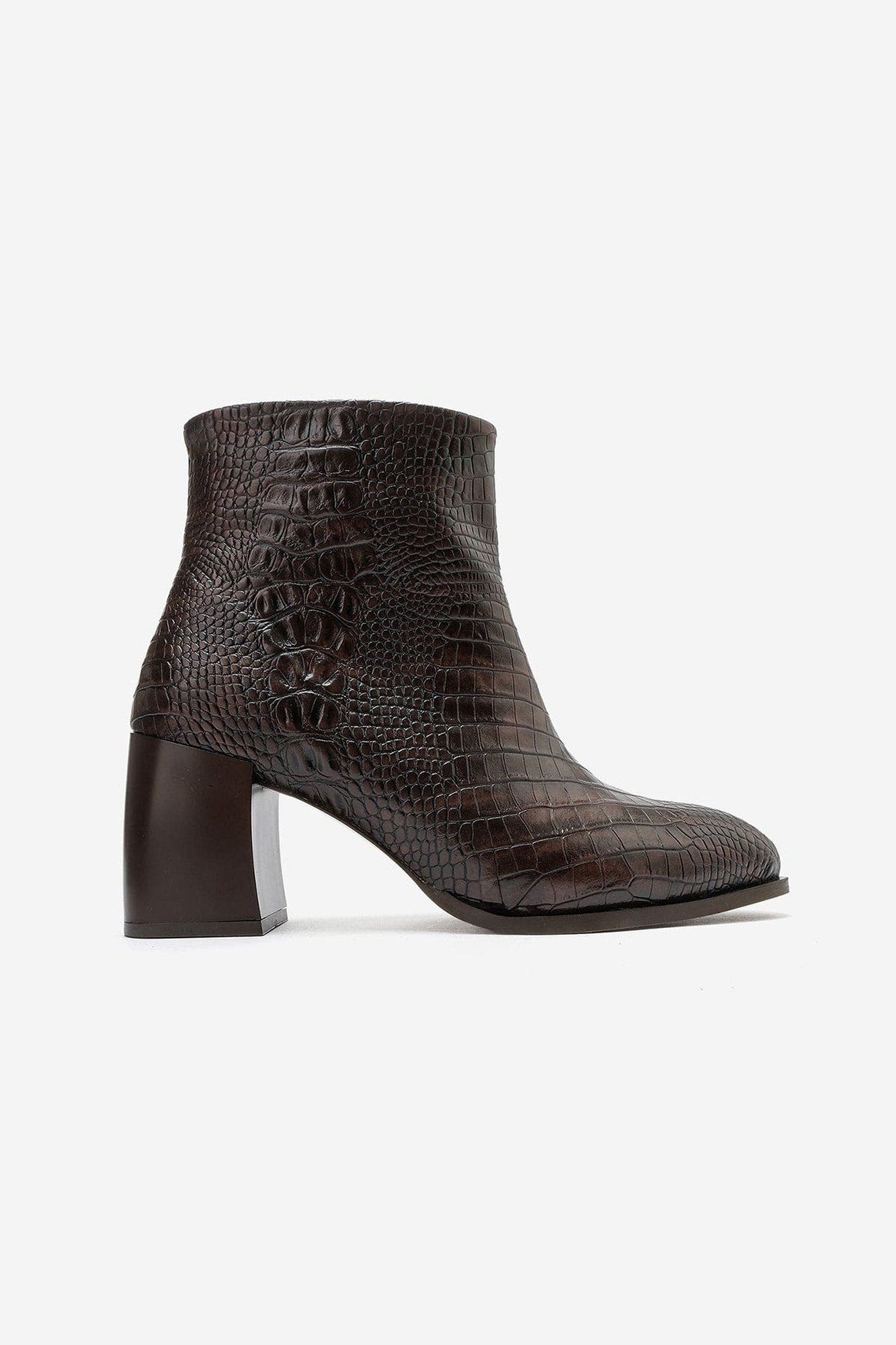 Lynda Block Heel Zip Boot, Alternate, color, Brown Print