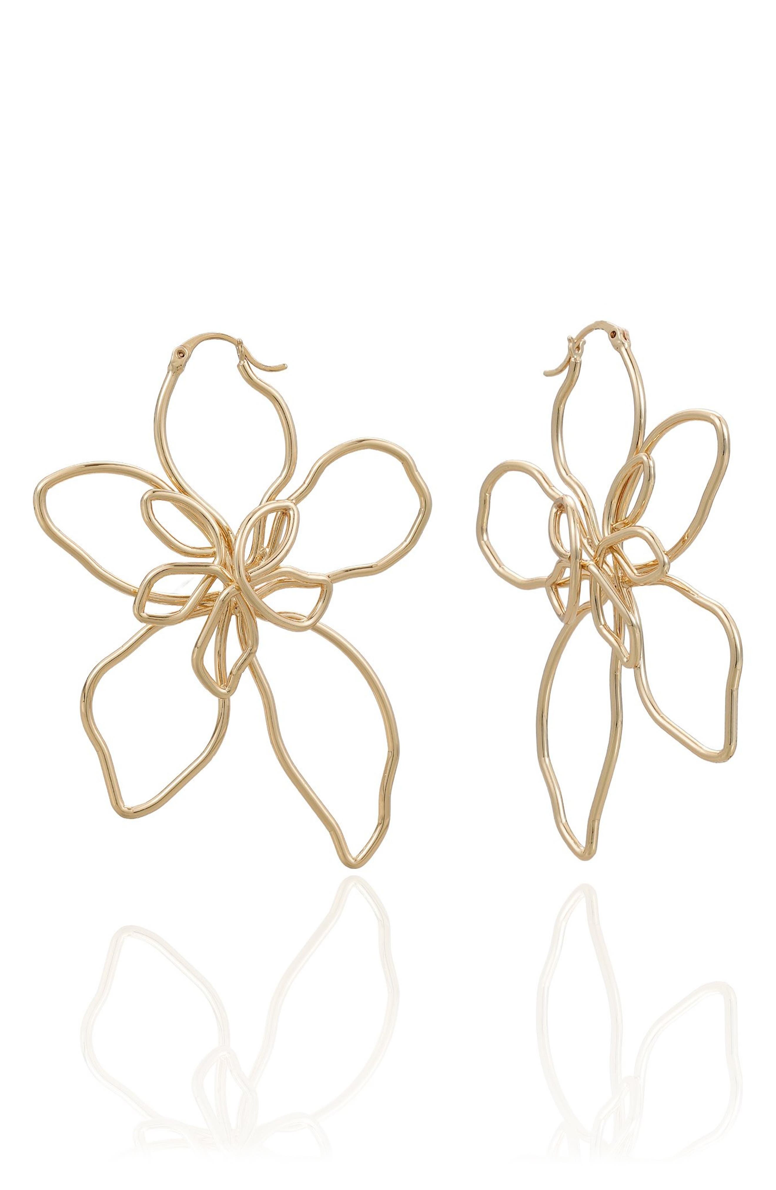 Ettika Wire Flower Statement Earrings