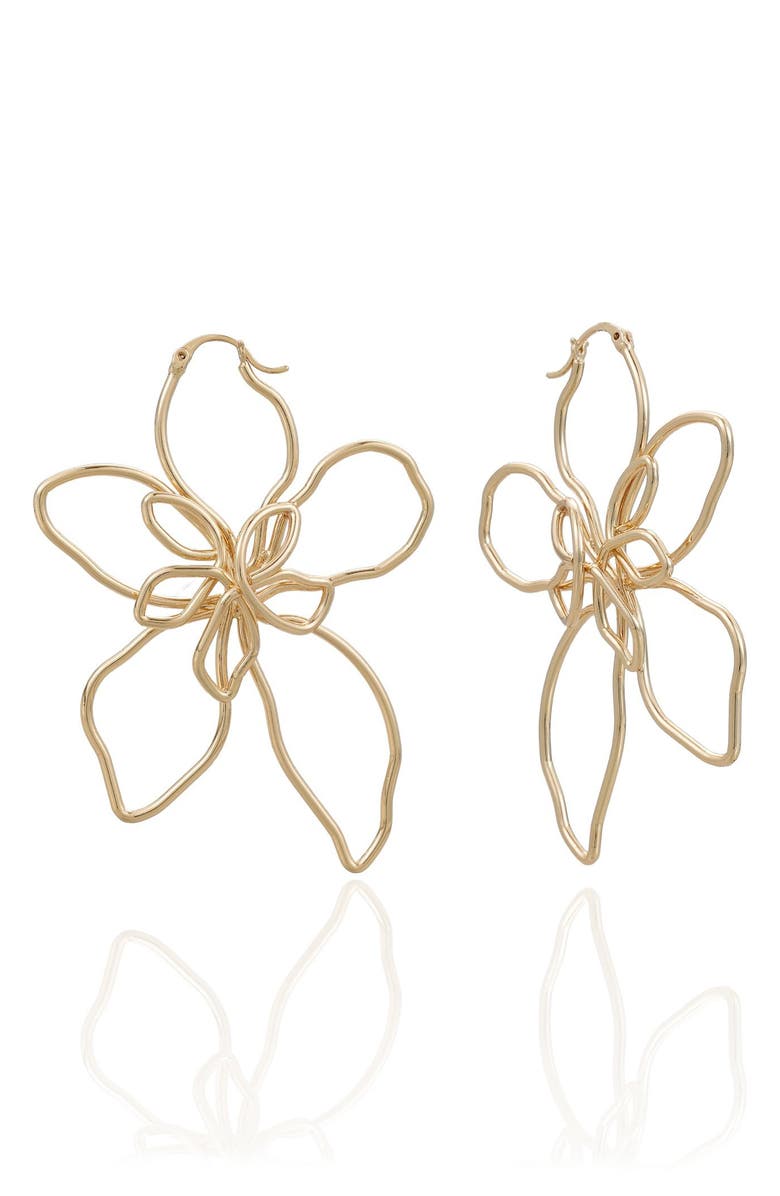Ettika Wire Flower Statement Earrings, Main, color, Gold