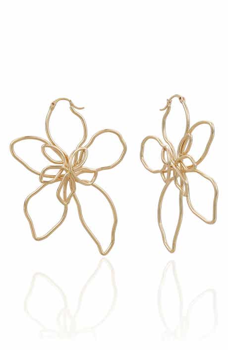 Ettika Wire Flower Statement Earrings