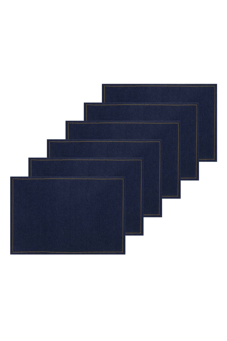 Denim Placemats Set of 6, Main, color, Blue