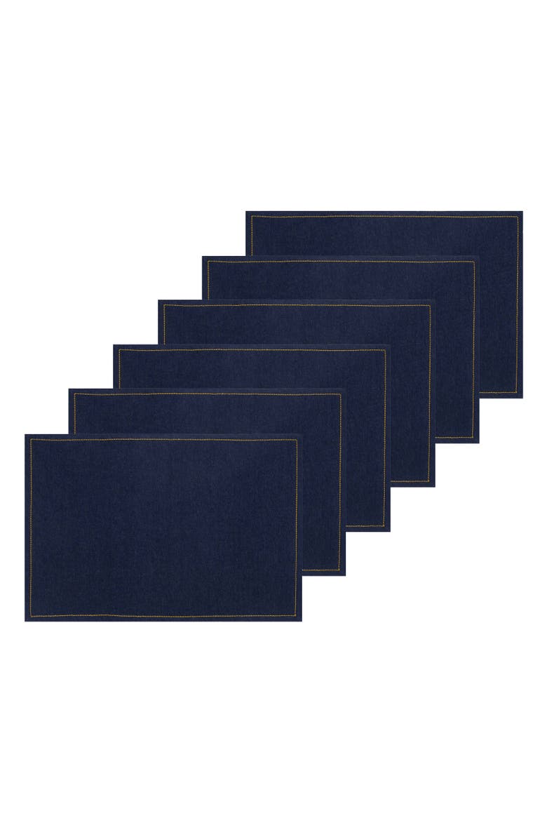 C&F Home Denim Placemats Set of 6, Main, color, Blue