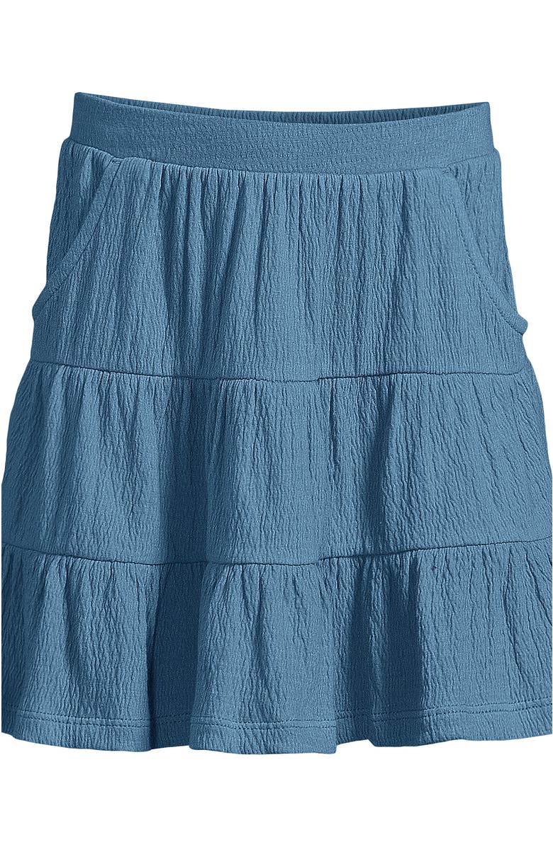 Lands' End Girls Knit Gauze Tiered Skirt, Alternate, color, Muted Blue