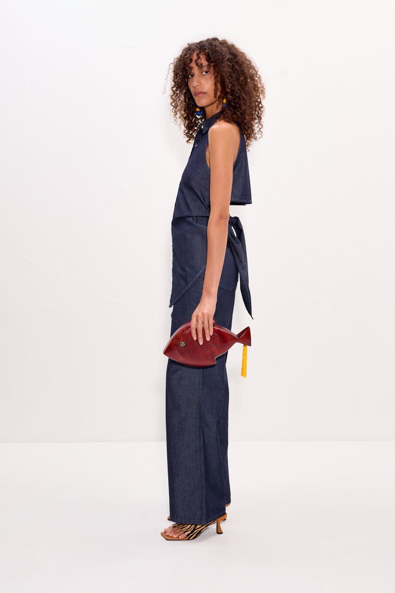 Pia Poplin Side Zip Pant, Alternate, color, Indigo