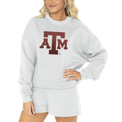 Women's Gameday Couture Ash Texas A&M Aggies Team Effort Pullover Sweatshirt & Shorts Sleep Set