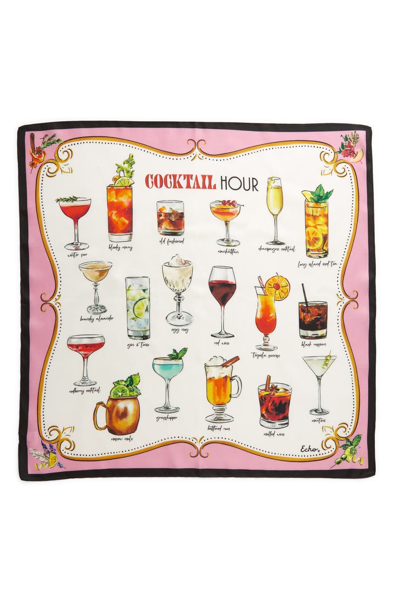 Echo Cocktail Hour Silk Square Scarf, Alternate, color,