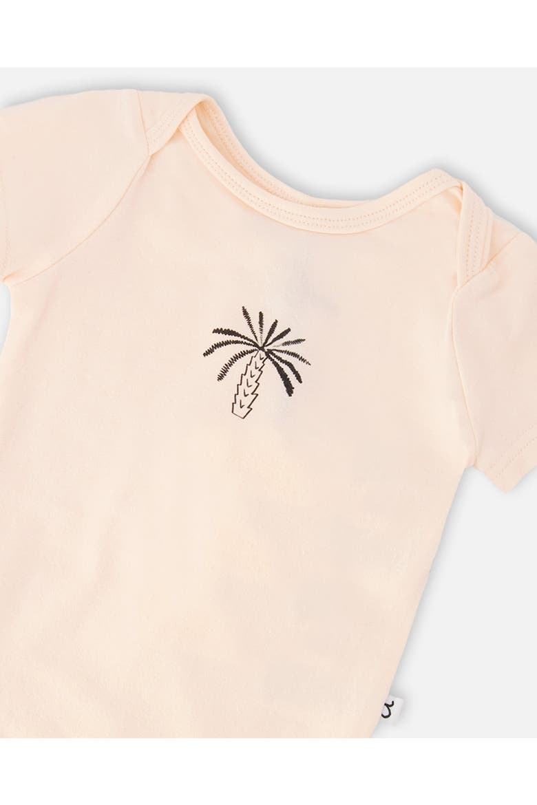 Evolutive Organic Cotton Jersey Printed Palm Tree Bodysuit, Alternate, color, Peach