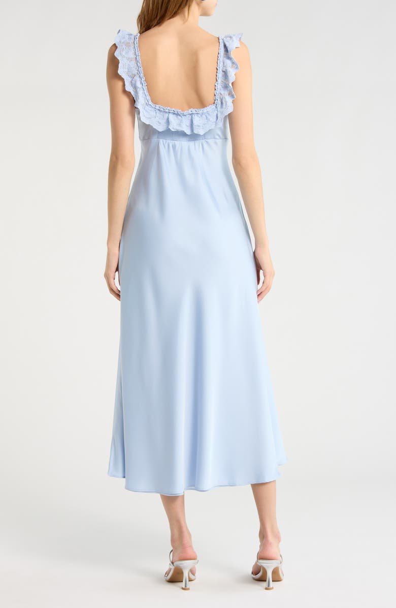 ASTR the Label Makiya Lace Trim Satin Dress, Alternate, color, Blue