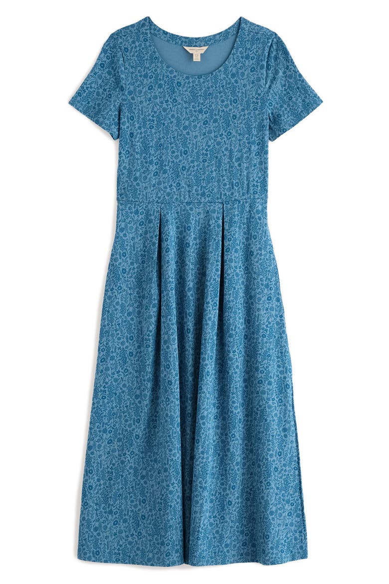 Veronica Floral Stretch Organic Cotton Midi Dress, Alternate, color, WILD BORDERS CADET