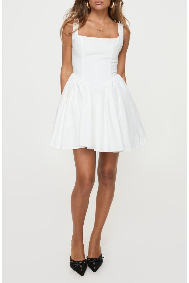 Straplie Organic Cotton Corset Minidress, Main, color, WHITE