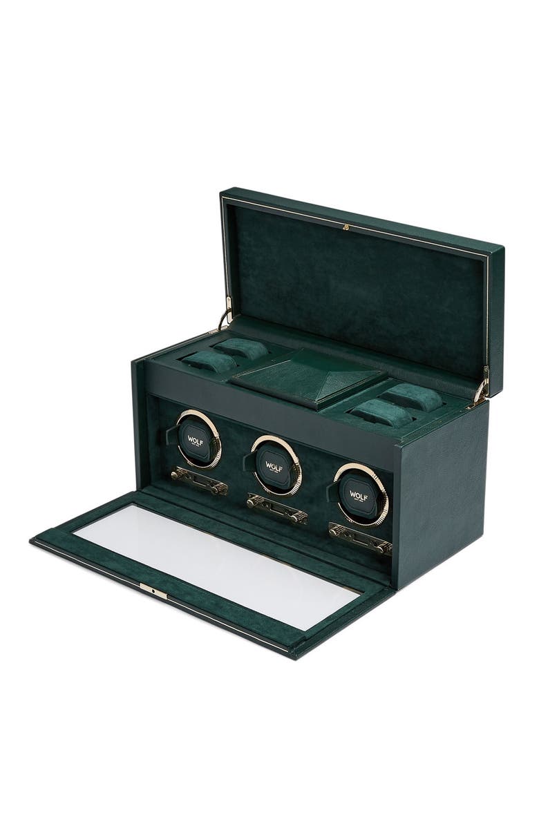 WOLF British Racing Triple Watch Winder with Storage, Alternate, color, Green