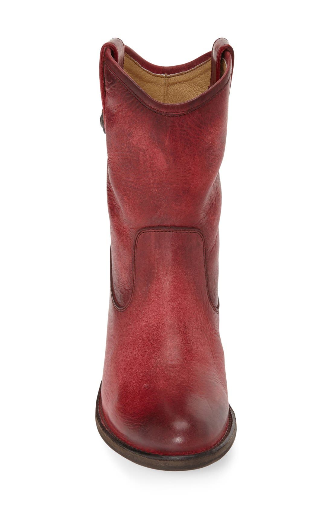 Frye 'Jackie Button' Short Bootie, Alternate, color, Burgundy Leather