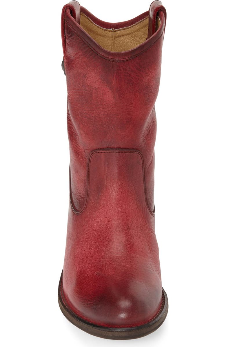 Frye 'Jackie Button' Short Bootie, Alternate, color, Burgundy Leather